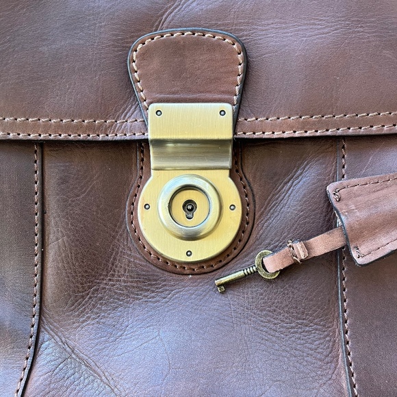 Leather Crossbody Bag with Lockable Front Flap - Picture 9 of 10